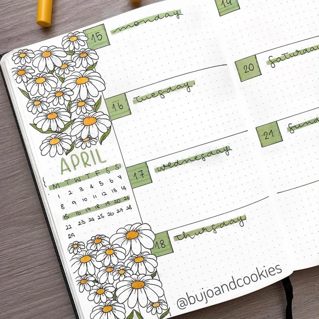 Tema para Bullet Journal - Margaridas - @bujoandcookies